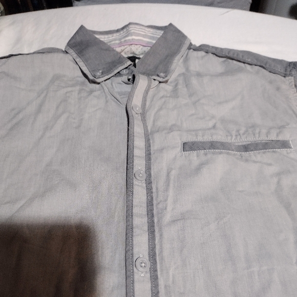 International Concepts Two Tone Gray Casual Button Down Shirt - Picture 13 of 14